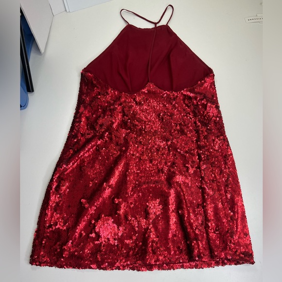 NBD Yours Truly Red Sequin Mini Dress Cocktail Semi-Formal Size Large - Picture 4 of 16
